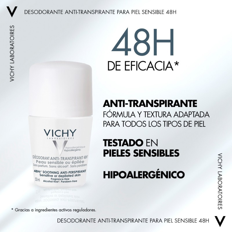 VICHY DESODORANTE ANTITRANSPIRANTE ROLL-ON PIEL SENSIBLE 48H 50 ML