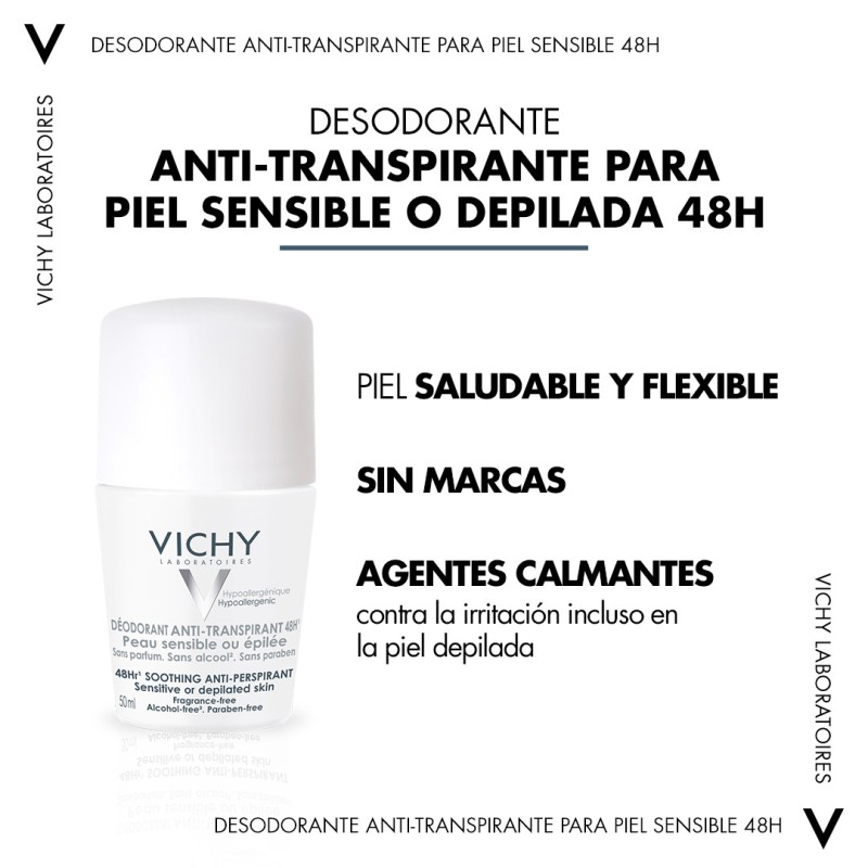 VICHY DESODORANTE ANTITRANSPIRANTE ROLL-ON PIEL SENSIBLE 48H 50 ML