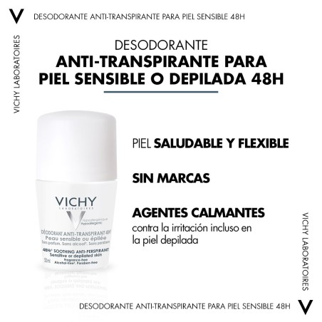 VICHY DESODORANTE ANTITRANSPIRANTE ROLL-ON PIEL SENSIBLE 48H 50 ML