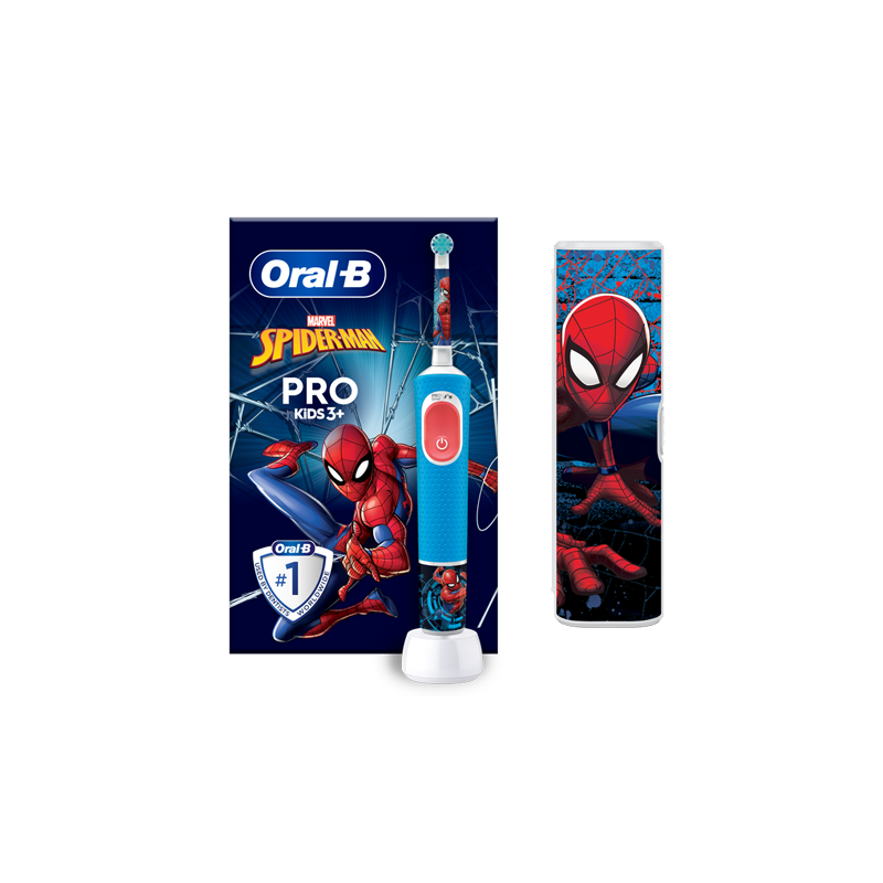 CEPILLO DENTAL ELECTRICO RECARGABLE INFANTIL ORAL-B VITALITY KIDS SPIDERMAN CON ESTUCHE DE VIAJE